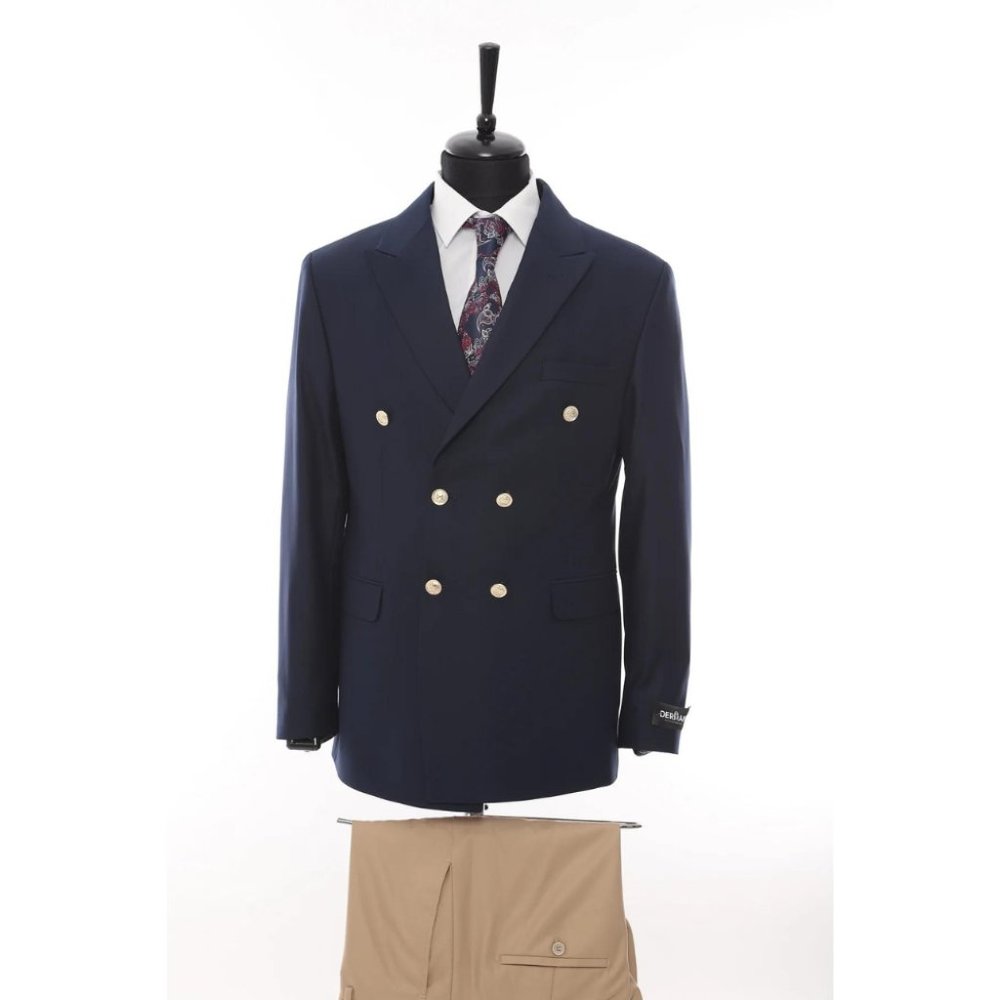 Derman Double Breasted Navy / Cream Royal Series Suit